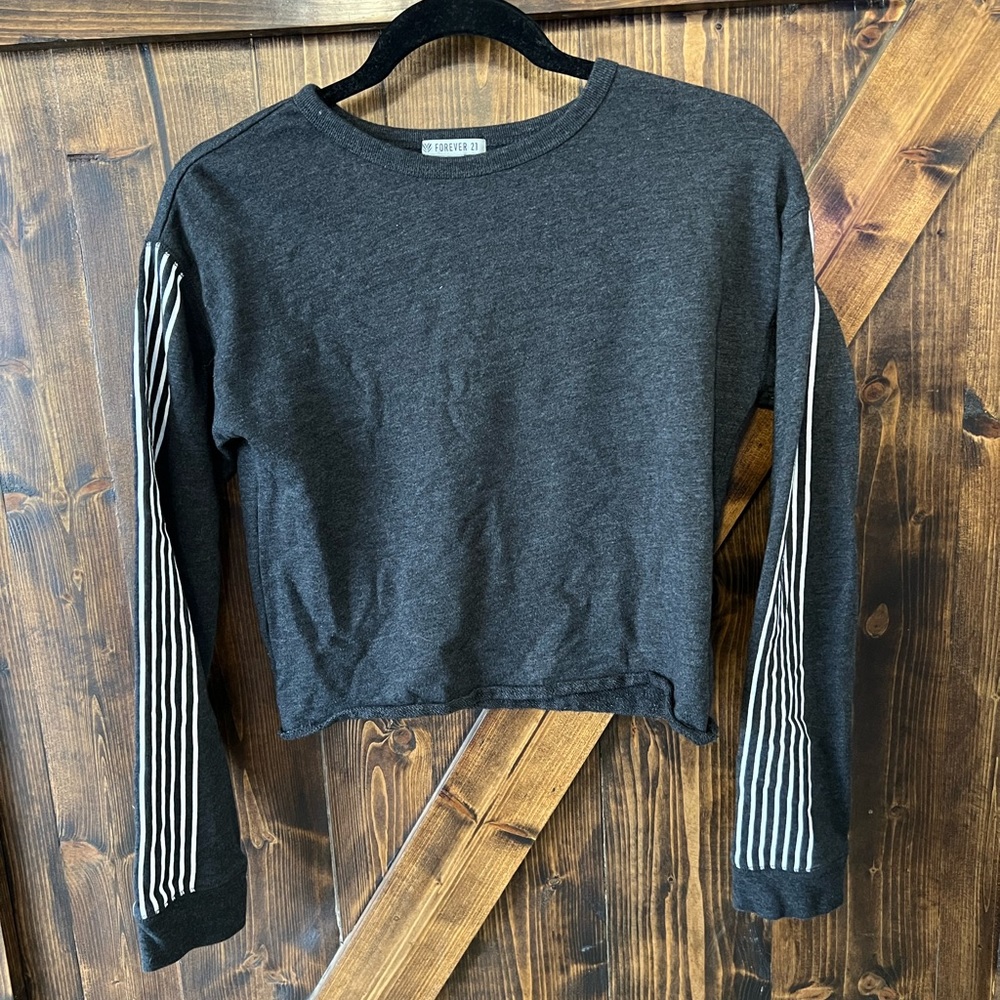 Grey Forever 21 Long Sleeve Top